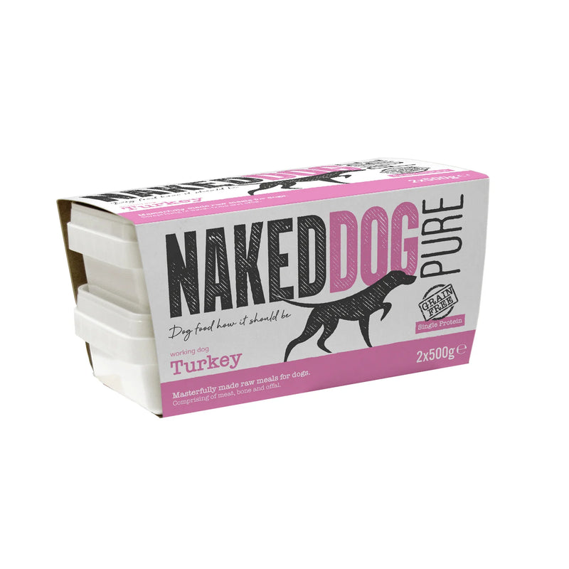 NAKEDDOG Pure Turkey 1kg | 80/10/10 Raw Dog Food (Grain-Free)