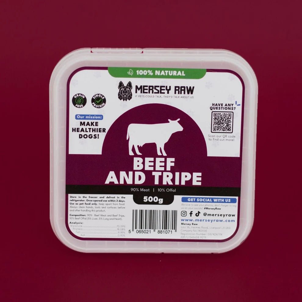 Mersey Raw - Beef and Tripe - 500g - Wild Paws and Claws