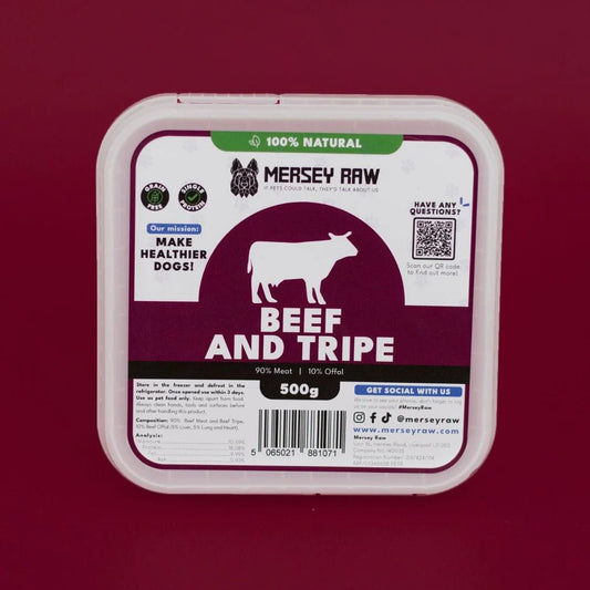 Mersey Raw - Beef and Tripe - 500g - Wild Paws and Claws