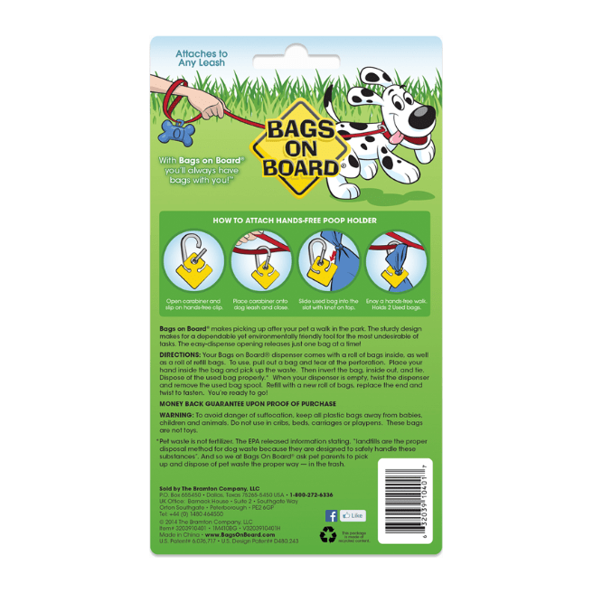 BAGS ON BOARD POOP BAG AND HOLDER - Wild Paws and Claws