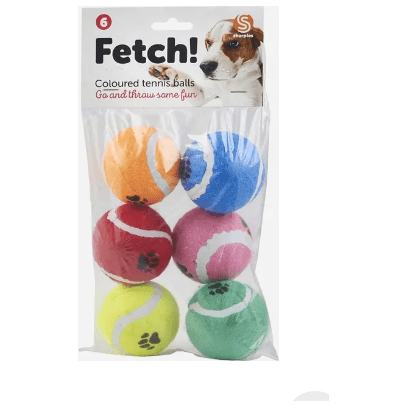 SHARPLES FETCH - COLOURED TENNIS BALLS 6 PACK - Wild Paws and Claws