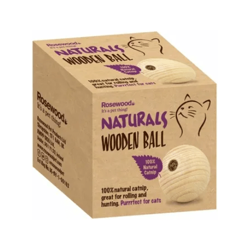 ROSEWOOD WOODEN BALL WITH CATNIP - Wild Paws and Claws