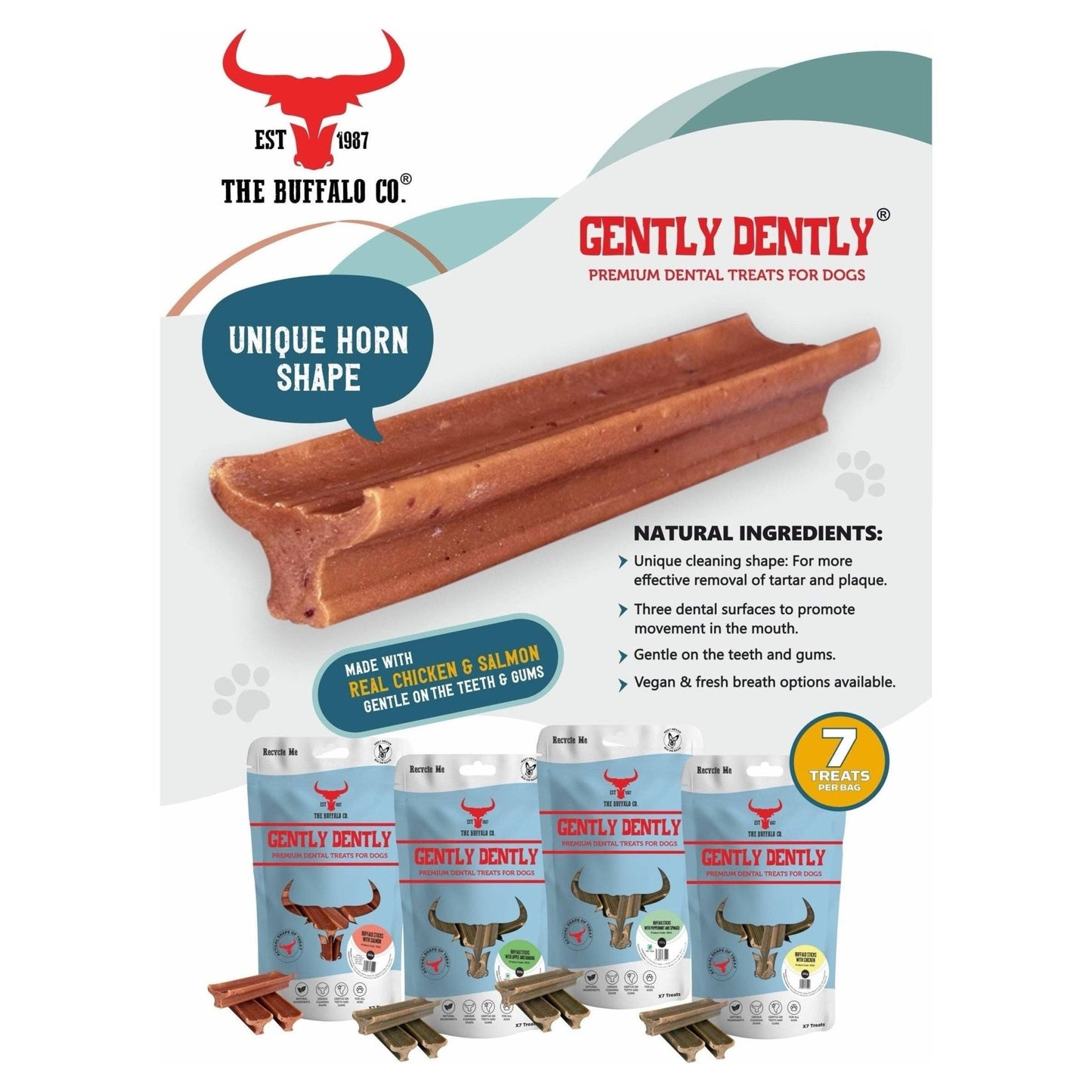 Gently Dently - Fresh Breath Mint Dental Treats for Dogs - Wild Paws and Claws