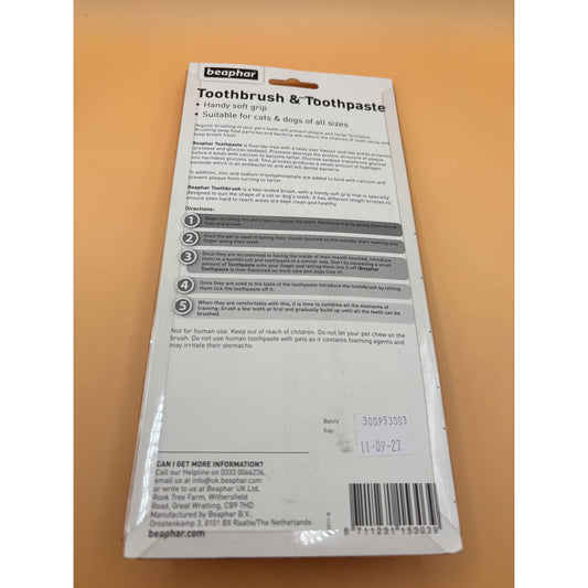 BEAPHAR DENTAL TOOTHBRUSH AND PASTE SET - Wild Paws and Claws