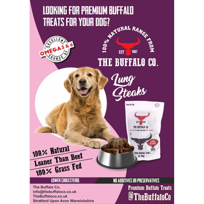 Buffalo Lung Steaks - Dog Treats - 100g - Wild Paws and Claws