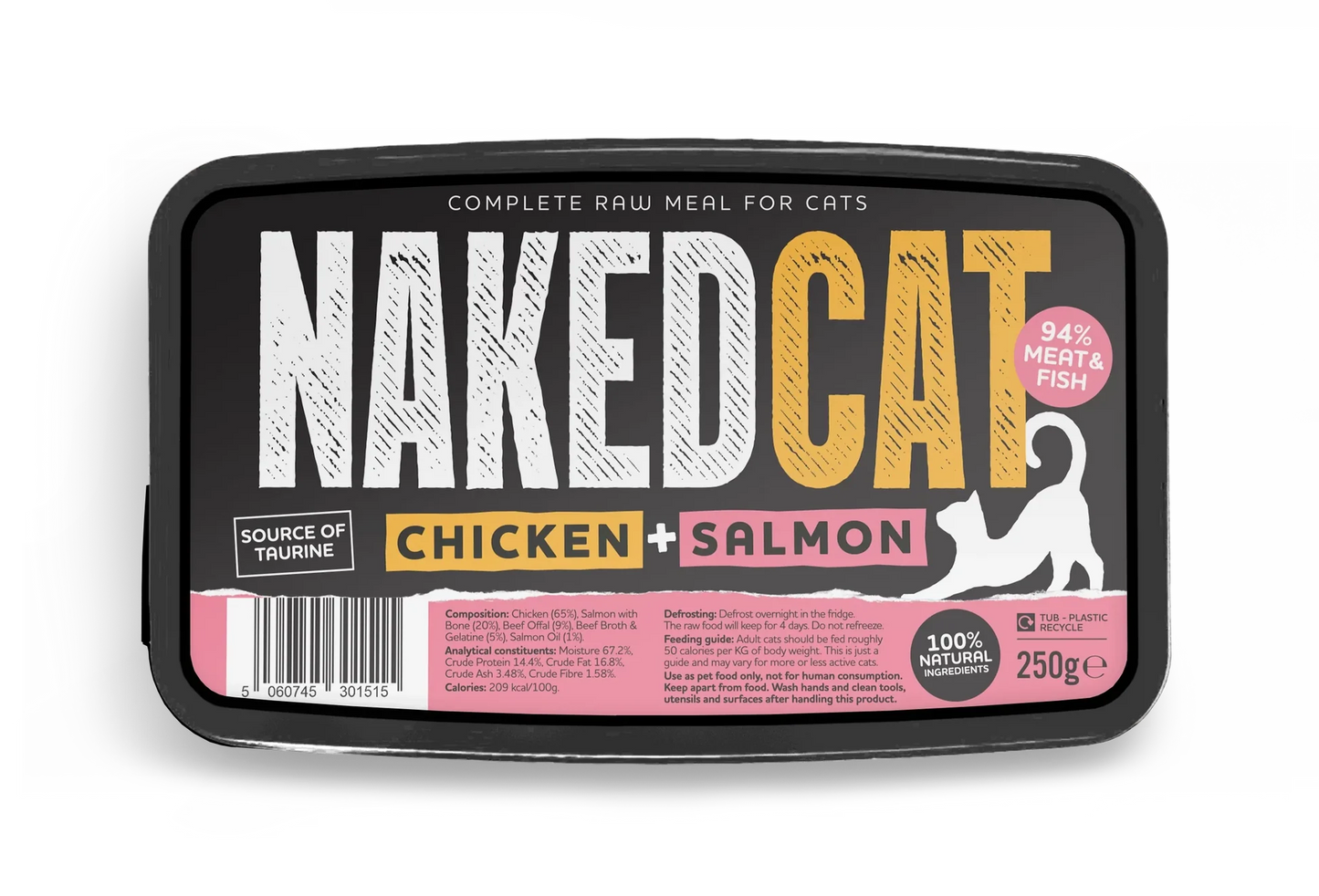 NakedCat Chicken & Salmon Raw Cat Food - 250g