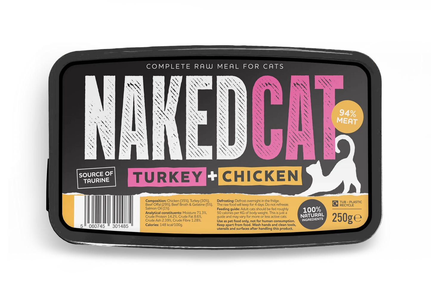 NakedCat Turkey & Chicken Raw Cat Food - 250g - Wild Paws & Claws