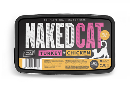 NakedCat Turkey & Chicken Raw Cat Food - 250g - Wild Paws & Claws