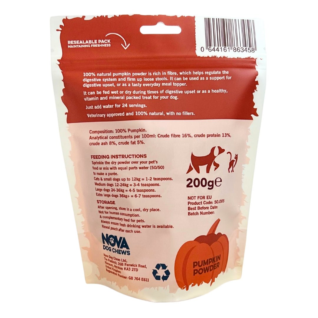 Pumpkin Powder: A Natural, High‑Fiber Digestive Support Superfood for Dogs - 200g - Wild Paws and Claws