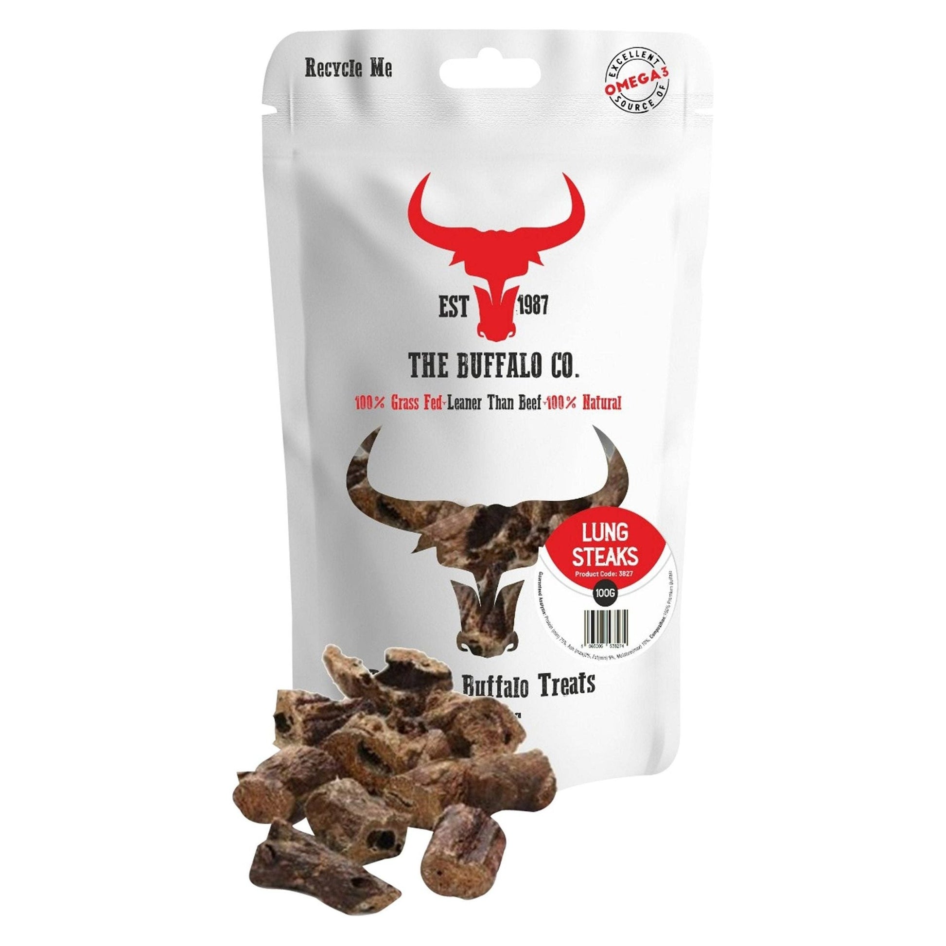 Buffalo Lung Steaks - Dog Treats - 100g - Wild Paws and Claws