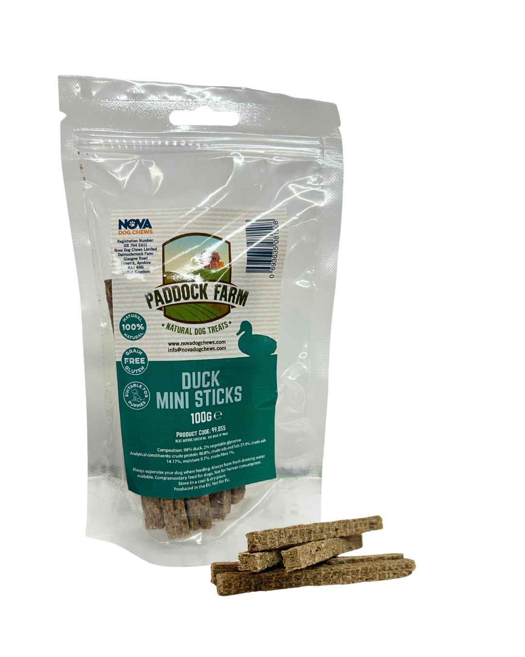 Duck Mini Sticks Dog Treats 100g | Natural Grain-Free Training Treats