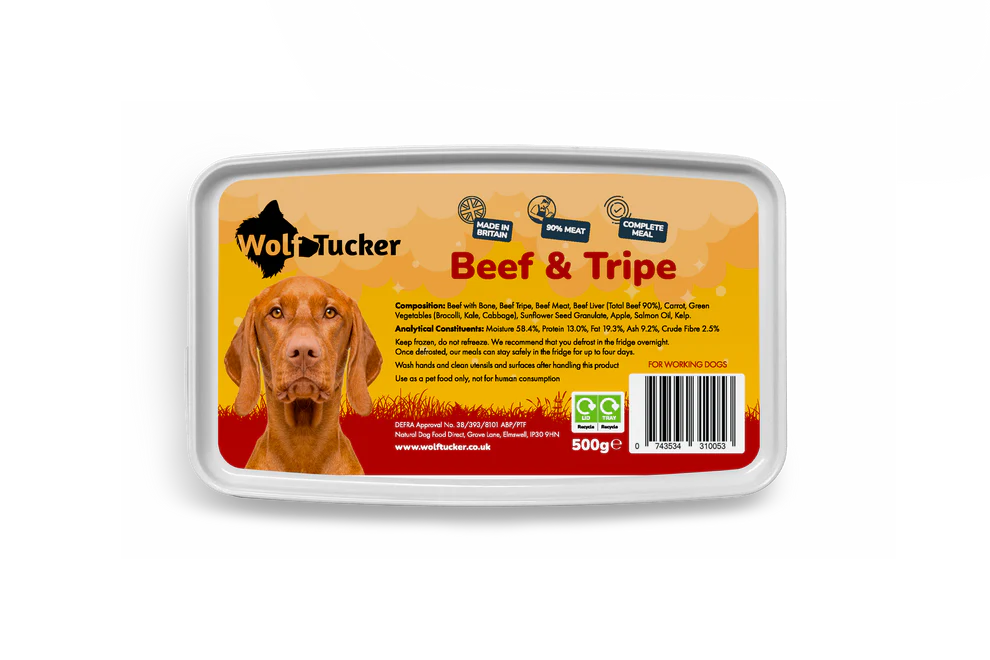 Wolf Tucker Beef & Tripe Meal 500g | Complete Raw Dog Food